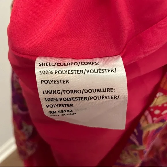 Maggy London One-Shoulder Asymmetrical Dress - Red and Pink Floral - Picture 8 of 9